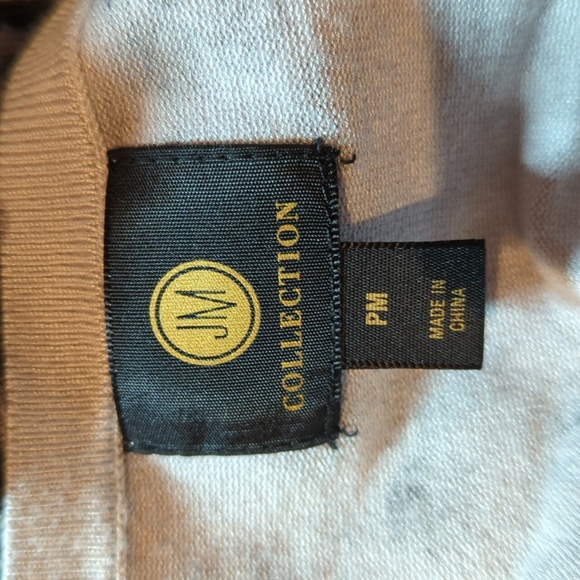 JM Collection Grey Cheetah Print Crewneck Sweater Top Long Sleeves - Picture 5 of 5